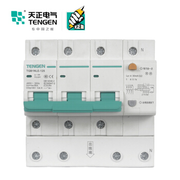 天正电气（TENGEN）TGB1NLE 空气开关3P+N C63A 30mA 漏电保护开关 家用总闸空开带漏保 微型漏电保护断路器