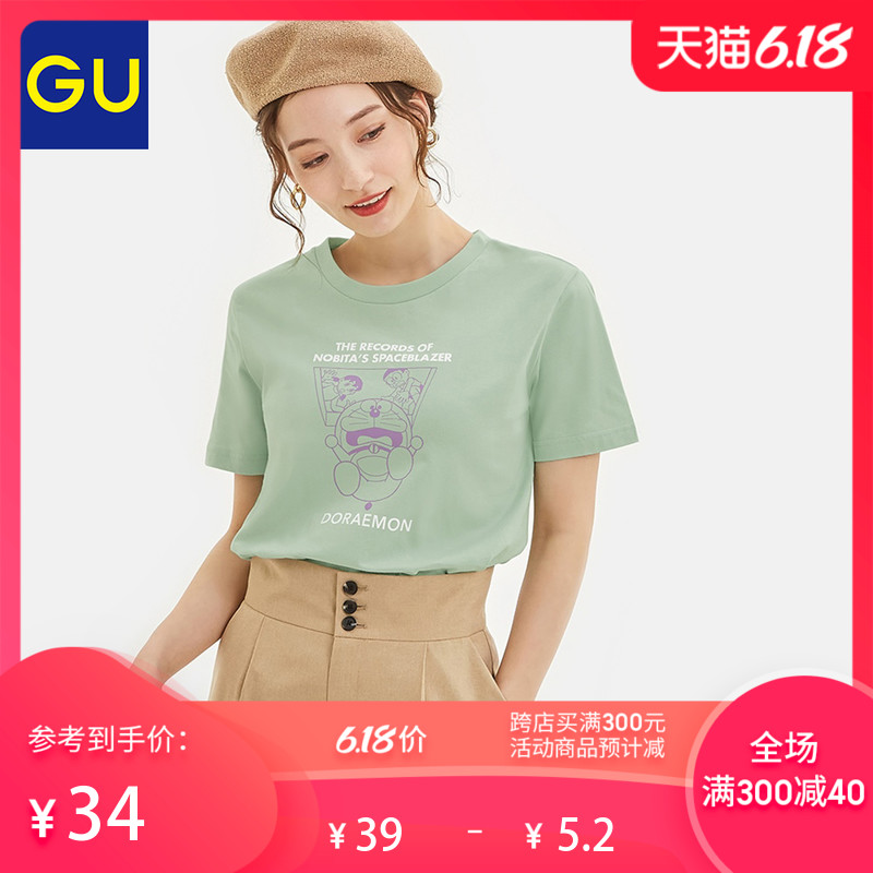 GU极优女装印花T恤(短袖)DORAEMON哆啦A梦2020夏季新款纯棉324523