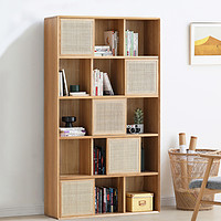 维莎北欧书架组合实木橡木中小户型现代简约多功能家用落地书柜