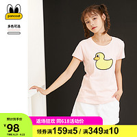 PANCOAT夏季时尚韩版休闲可爱女装小鸭子印花短袖圆领T恤上衣