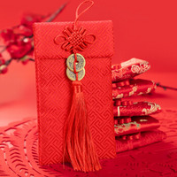 唐绣（TONSILK）创意刺绣丝绸万元布艺红包袋新年春节结婚庆用品利是封锦缎T03-4回形格