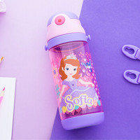 迪士尼（Disney）塑料水杯夏季弹跳吸管杯600ML大容量耐摔Tritan运动水壶背带水瓶 苏菲亚紫色 HM3231S1