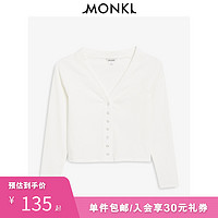 MONKI2020春夏新款 白色V领弹力修身打底衫针织长袖T恤女 0789591 170/96A/M 蓝色003