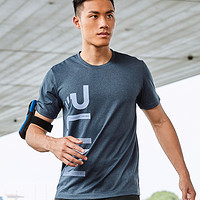 乔丹男子短袖T恤2020夏季新款男士跑步健身运动服透气速干圆领T恤 S 烟熏蓝花灰（男款）