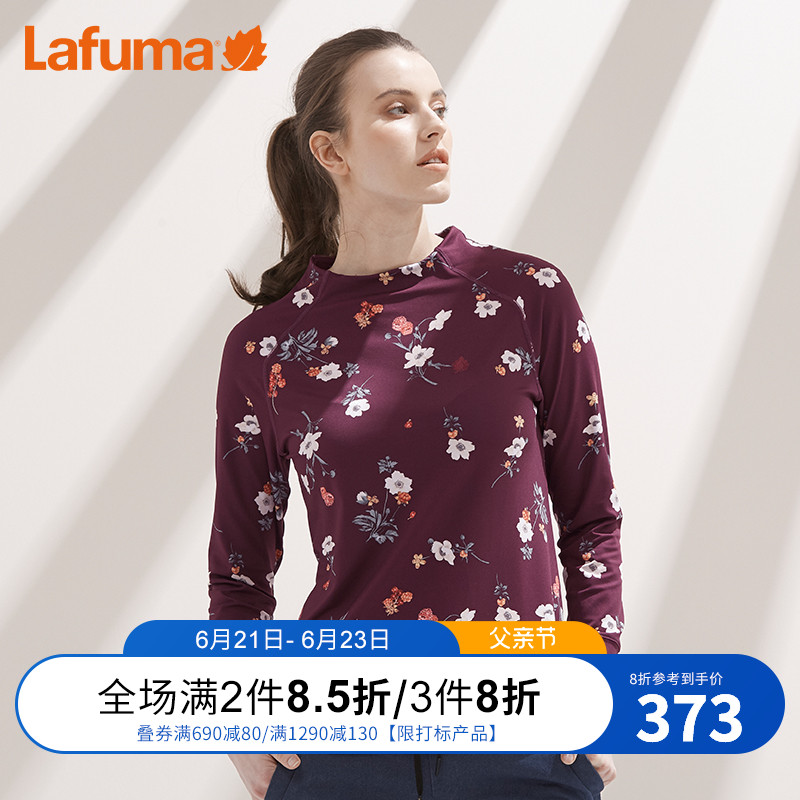 LAFUMA乐飞叶女士户外登山徒步旅行弹力印花长袖T恤LFTS8CL77 160/80A 黑色BK