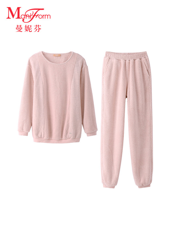 商品曼妮芬亲暖舒绒保暖家居服 圆领套头睡衣起居服套装女20320408