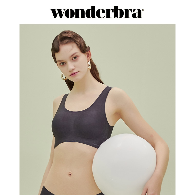 wonderbra 薄款无钢圈运动背心式文胸防震聚拢一体式无痕内衣9A01 黑色 S