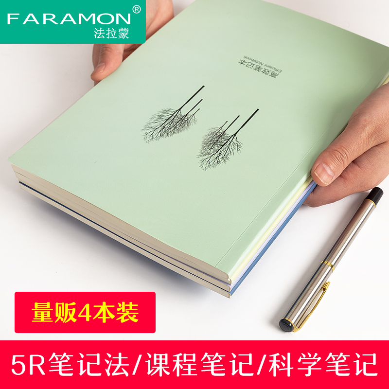 4本装 个性创意简约小清新康奈尔B5笔记本文具加厚初中生高中生高效率错题本考研大学生考试计划本考研作业本 考试计划本（4本装）