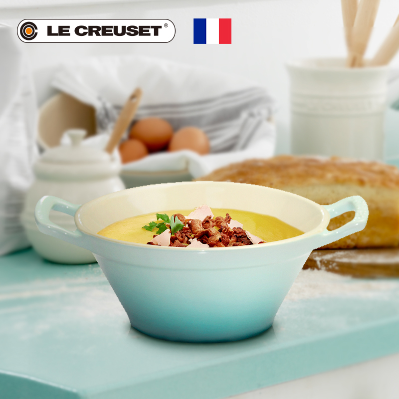 LE CREUSET酷彩炻瓷碗拉面大碗沙拉菜汤家用彩色法式料理 自然粉