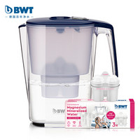 倍世（BWT）净水器 家用滤水壶 净水壶 过滤壶 思镁系列 Slim 3.6L 午夜蓝 镁离子活力款 1壶4芯装