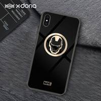 X-doria 漫威苹果xsmax手机壳玻璃壳 iPhoneXsMax硅胶软边全包保护套 炫金钢铁侠