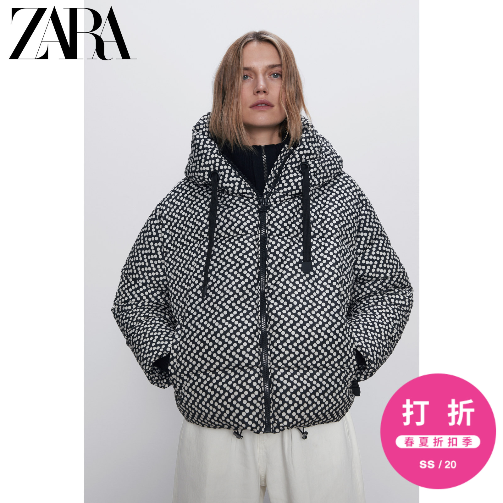 ZARA新款 女装 印花绗缝外套 08073032070 XS (160/80A) 裸色 / 黑色