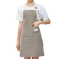 FOOJO 条纹现代棉麻风围裙 易水洗男女围裙厨房罩衣
