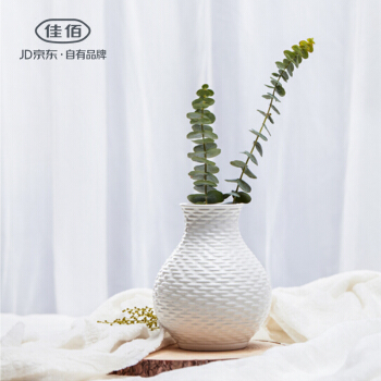 佳佰 陶瓷装饰家居陈设现代简约传统艺术花插 花瓶 白色（不包含植物）