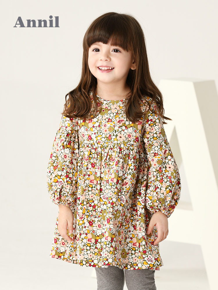 Annil 安奈儿 女童碎花连衣裙