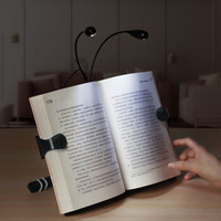 猫太子（MAOTAIZI）多功能便携式阅读书架可伸缩成人学生儿童看书支架(半透明)黑色+夹子灯