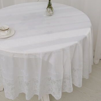全悦（QUANYUE）欧式现代简约PVC桌布 防水防油防烫桌垫茶几垫软塑料玻璃台布 186纯白 圆形 直径180cm