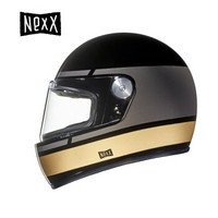 NEXX X.G100R Record 亚洲版型 复古全盔四季碳纤维复合材料电动摩托车头盔 黑金色 L