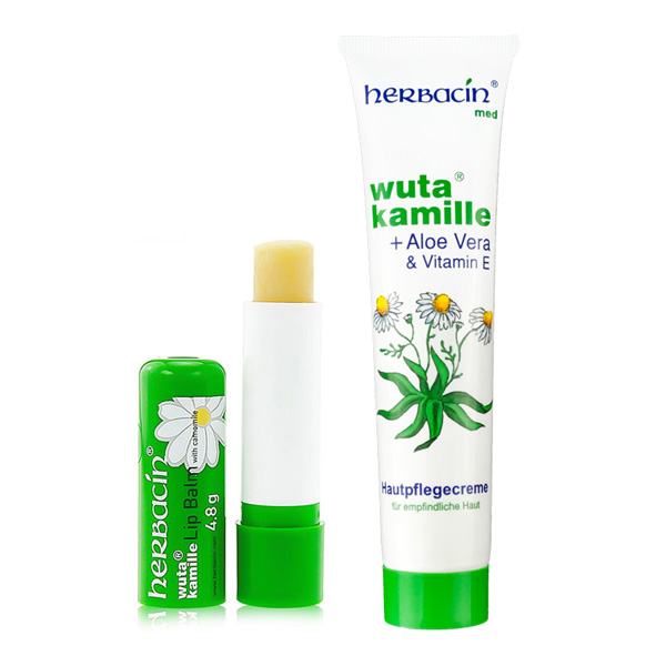 herbacin 小甘菊 敏感修护保湿唇膏 4.8g+小甘菊护手霜 75ml