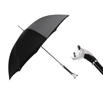 Pasotti 葩莎帝 男士奢华系列黑色条纹聚酯纤维熊猫手杖式自开伞雨伞遮阳伞 MLX26