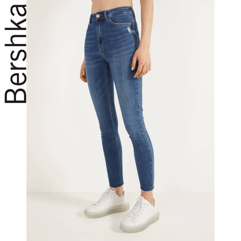 Bershka 女士 高腰紧身牛仔铅笔裤 05002888400