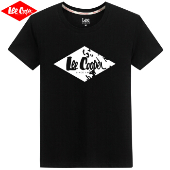 Lee Cooper  短袖T恤2019青年男士短袖体恤简约百搭宽松时尚休闲款 菱形LEE黑色 5XL