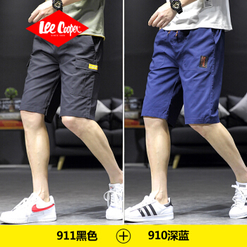 Lee Cooper  短裤2019夏季新品修身宽松百搭时尚休闲个性款 911黑色/910深蓝 M