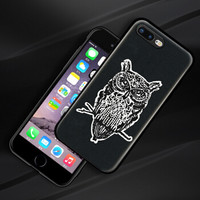 collen 苹果7p/8plus手机壳膜套装 iPhone7/8 plus手机套 刺绣iphone8plus手机套全包壳 Zoo系列猫头鹰