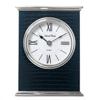 赫姆勒 时钟（Hermle clocks）座钟 德国品牌客厅摆件鳄鱼皮纹太空铝质简约静音卧室台钟 QT209-110001蓝色
