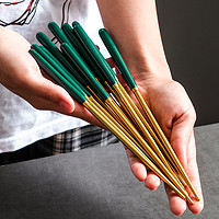 欧式陶瓷手柄不锈钢筷子家用高档防滑防霉合金筷子尖头筷西餐筷子