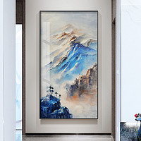 新中式山水抽象玄关装饰画竖版艺术现代简约挂画走廊入户门口壁画