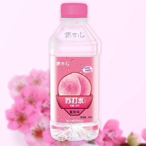 青可儿 蜜桃味苏打水 350ml/瓶 24瓶