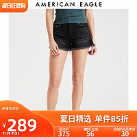 AEO2020夏季新款女士黑色高腰牛仔短裤American Eagle 0333_6071