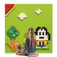费乐（FEELO）积木墙兼容乐高大颗粒儿童玩具积木拼装拼插早教男孩女孩幼儿园宝宝游戏草绿322颗粒
