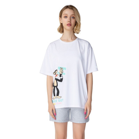 【paul frank运动服饰直播款】女款短袖运动T恤#015 白色 XL