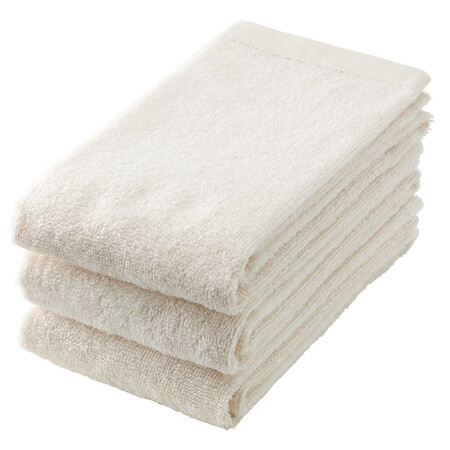 無印良品 MUJI 印度棉 面巾套装 毛巾 洗脸巾 毛巾纯棉 洗脸毛巾 擦脸巾 原色 34x85cm 3条装