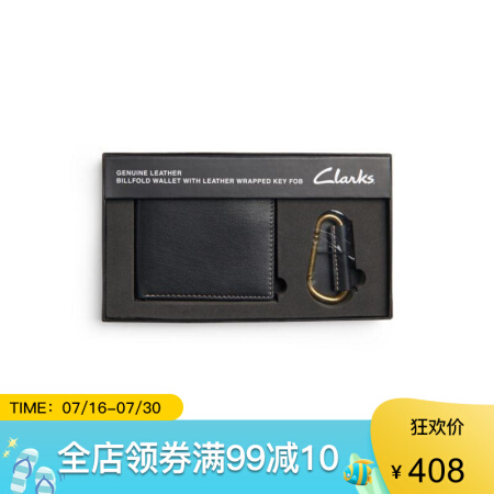 Clarks其乐男士短款对折钱包26141705 Black one size