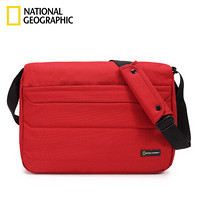 国家地理National Geographic单肩斜挎公文包大容量邮差包男 红色