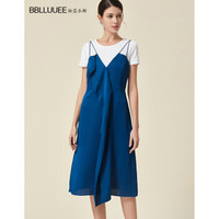 BBLLUUEE/粉蓝衣橱夏季款商场同款时尚两件套吊带裙+T恤女682T727 映海蓝 L
