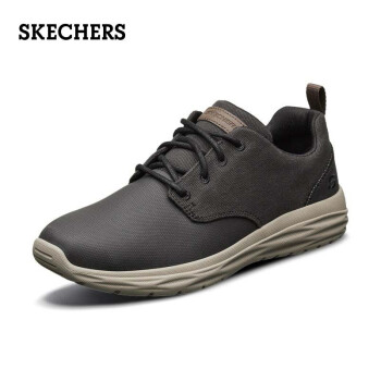 Skechers斯凯奇新品休闲绑带男鞋 轻便防滑时尚休闲鞋 舒适透气低帮鞋 65618 黑色/BLK 39.5