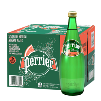 巴黎水（Perrier） 法国进口巴黎水西柚味水整箱矿泉水气泡水果味汽水玻璃瓶装充气苏打水 巴黎水750ml/瓶*12 西柚味