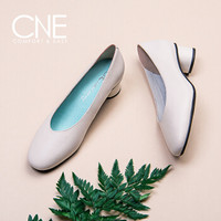 CNE 女鞋时尚休闲日系圆头粗跟圆跟套脚女单鞋CNE 9T35501 米色 OWG 36