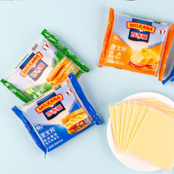 【JD快递】百吉福芝士片原味+高钙+减脂三明治芝士家庭装3袋套餐（共30片）
