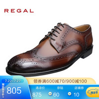 REGAL丽格商务正装英伦布洛克男士皮鞋牛皮男鞋缝制鞋T04B DBR(深褐色) 40