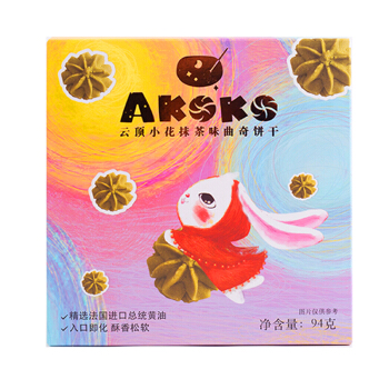 AKOKO曲奇饼干网红糕点零食抹茶味云顶小花94g休闲零食下午茶