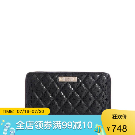 GUESS盖尔斯女包钱包长款时尚菱格手拿包SG741063 black one