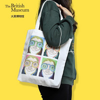 大英博物馆 印花帆布包女 学生单肩斜跨大容量 简约文艺 拼色款