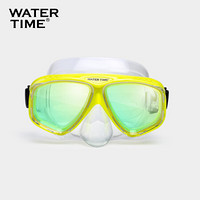 Watertime蛙咚 游泳浮潜面镜潜水镜成人浮潜装备镀膜镜片面罩 荧光黄色面镜+绿色镀膜镜片