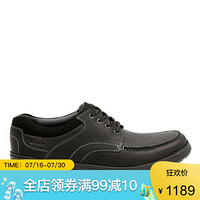 Clarks其乐男鞋皮鞋休闲鞋系带26119803 Black Oily Leather 10.5M