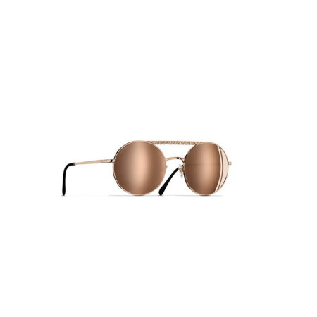 奢侈品 CHANEL香奈儿太阳眼镜双鼻梁金属圆形框太阳眼镜 金色